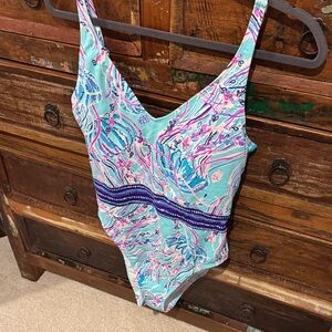Lilly Pulitzer Aqua and Pink One Piece Swimsuit